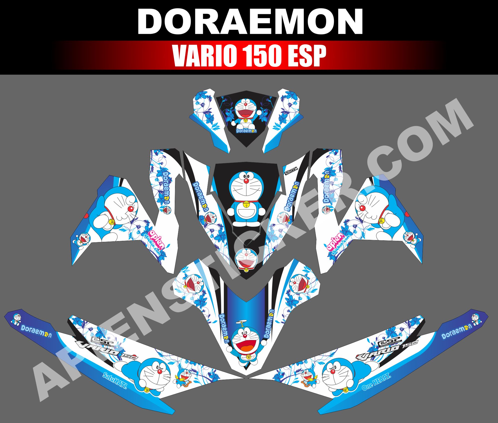 Vario 150 Modif Doraemon. Striping Motor Vario 150 ESP Doraemon